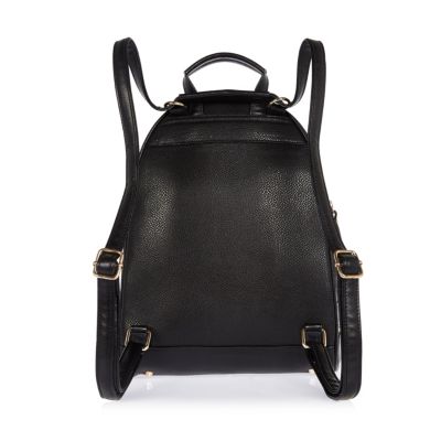 Black leather look zip backpack